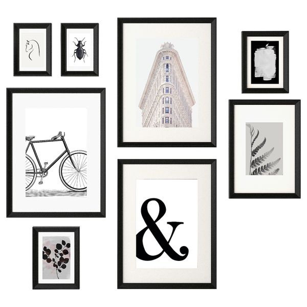 Рама с постером, 8 предм., Черное и белое IKEA KNOPPÄNG КНОППЭНГ 904.915.03 - фото 1