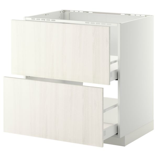 Напольный шкаф под мойку + 2 фронтальных панели, 2 ящика МЕТОД / МАКСИМЕРА, белый, Росдаль белый - схема-чертеж с размерами
