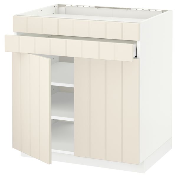 Напольный шкаф для варочной панели, 2 ящика, 2 фасада, 1 ящик МЕТОД / МАКСИМЕРА, белый, Хитарп белый с оттенком (80x60 см) - схема-чертеж с размерами