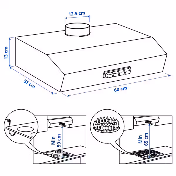 IKEA, дополнительный ракурс - схема-чертеж с размерами