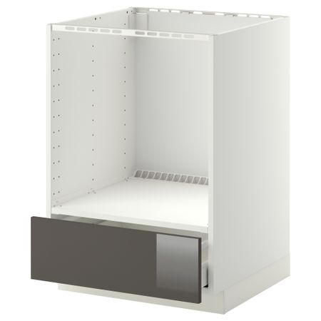 Напольный шкаф для духовки, с ящиком МЕТОД / МАКСИМЕРА, белый, Рингульт серый (60x60 см)