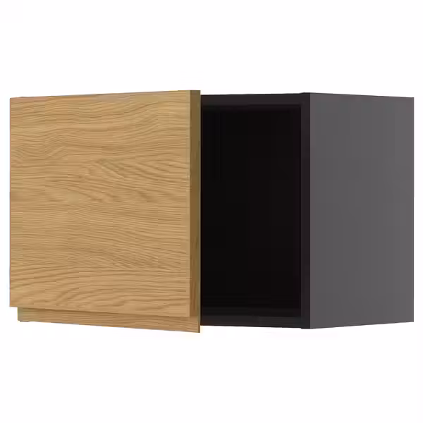 METOD Навесной шкаф - черно-серый/Voxtorp под дуб 60x40 см - фото 1
