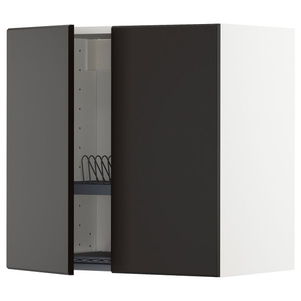 Навесной шкаф с сушилкой/2дверцы, белый/Кунгсбакка антрацит 60x60 см IKEA METOD МЕТОД 194.463.36 - фото 1