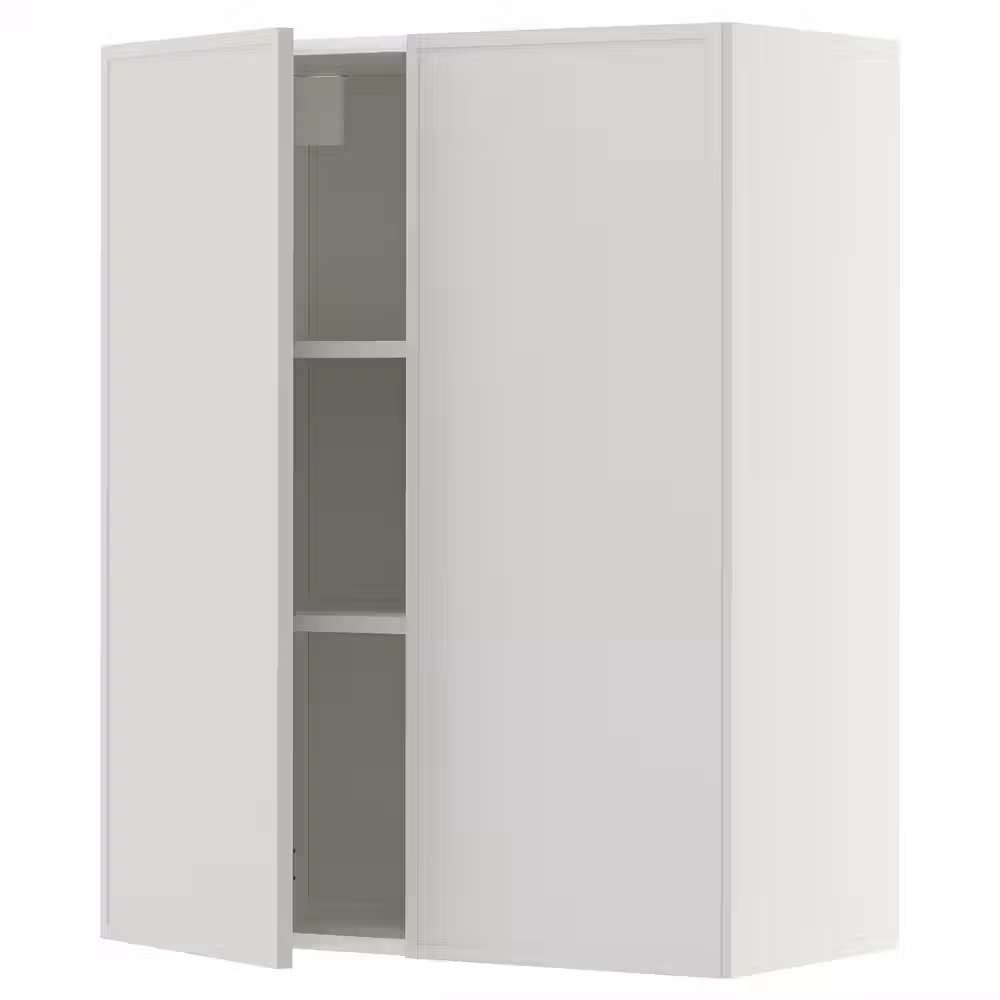 METOD Навесной шкаф с полками/2дверцы - белый/Aspudden светло-серый 80x100 см - фото 1