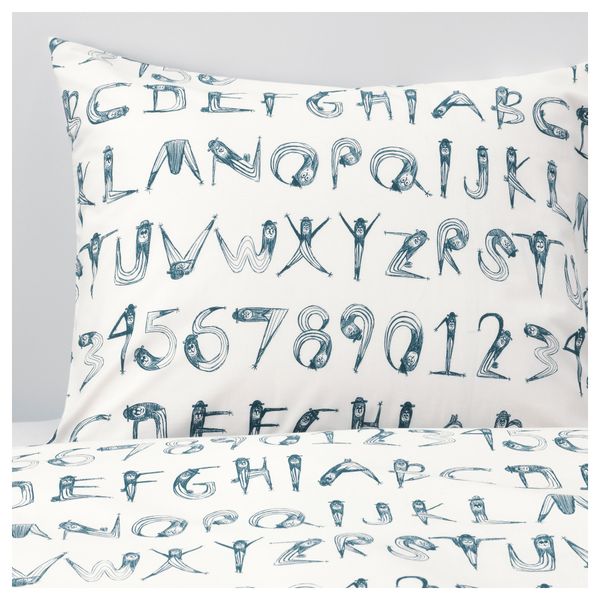 Пододеяльник и 1 наволочка ЛАТТО, цифры, темно-зеленый синий (150x200/50x70 см) - фото 2