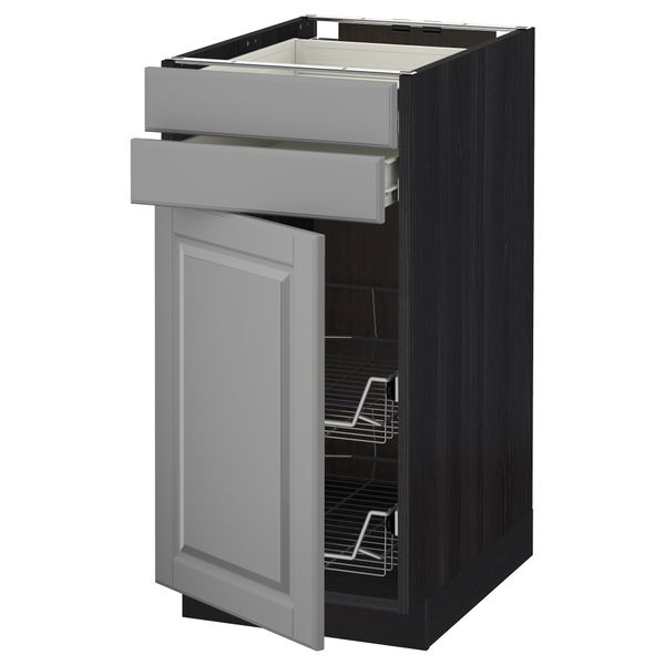 Напольный шкаф, дверца, 2 ящика, проволочных корзин МЕТОД / ФОРВАРА, черный, Будбин серый - схема-чертеж с размерами