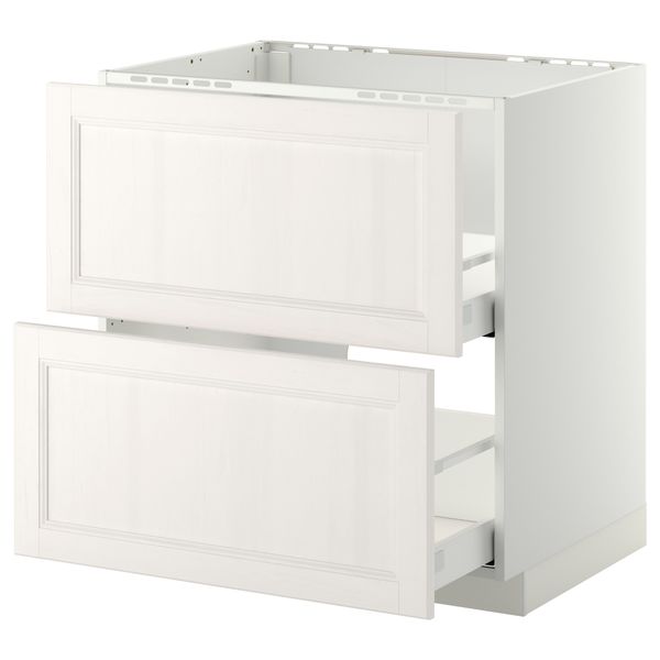 Напольный шкаф под мойку + 2 фронтальных панели, 2 ящика МЕТОД / МАКСИМЕРА, белый, Лаксарби белый - схема-чертеж с размерами