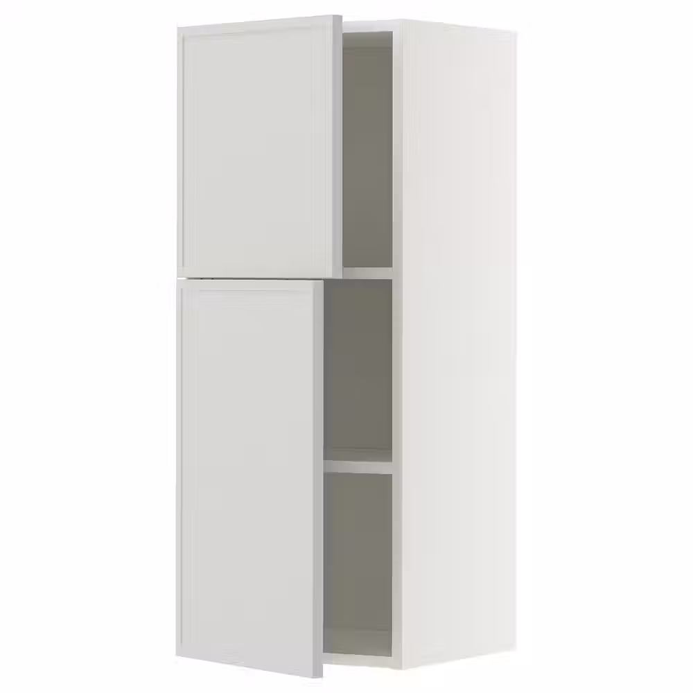 METOD Навесной шкаф с полками/2дверцы - белый/Aspudden светло-серый 40x100 см - фото 1