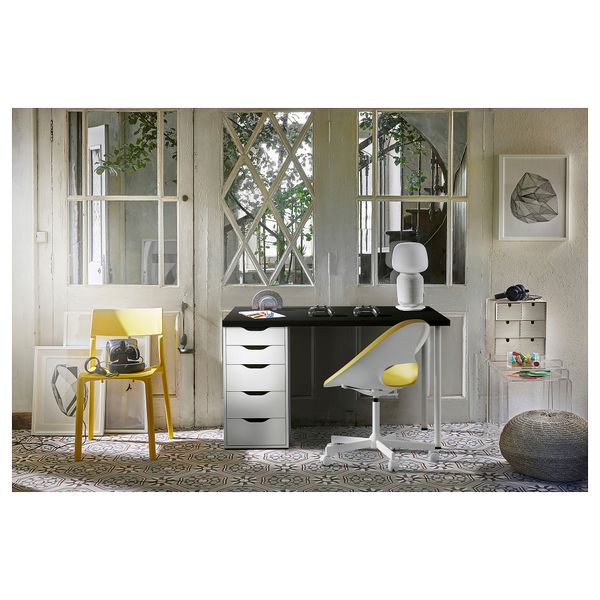 Письменный стол, 120x80 см, черный-белый IKEA ALEX АЛЕКС, MÅLVAKT МОЛВАКТ 694.400.11 - схема-чертеж с размерами