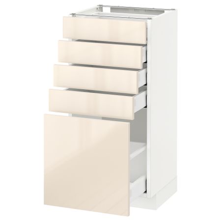 Напольный шкаф с 5 ящиками МЕТОД / МАКСИМЕРА, белый, Рингульт кремовый