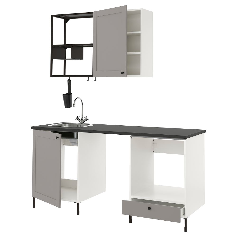 Кухня, 183x63.5x222 см, антрацит/серый каркас IKEA ENHET 193.375.11 - фото 1