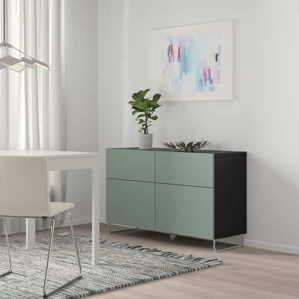 Комбинация для хранения с дверцами/ящ, черно-коричневый/нотвикен/суларп серо-зеленый 120x42x74 см IKEA BESTÅ БЕСТО 293.019.79 - фото 2