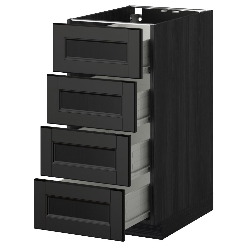 Напольный шкаф 4 фронтальных панели/4 ящика МЕТОД / ФОРВАРА, черный, Лаксарби черно-коричневый - схема-чертеж с размерами