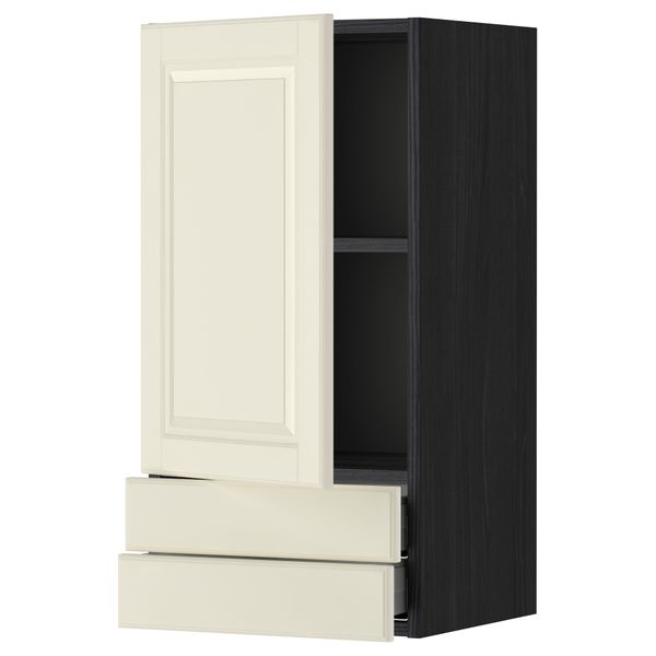 Навесной шкаф с дверцей, 2 ящика МЕТОД / МАКСИМЕРА, черный, Будбин белый с оттенком - фото 1