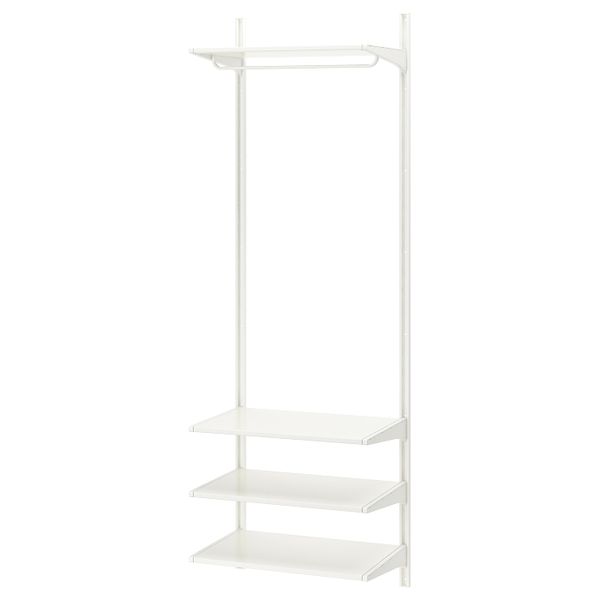 Настенная шина, полки/штанга, белый 66x41x197 см IKEA АЛЬГОТ 392.304.15 - фото 2