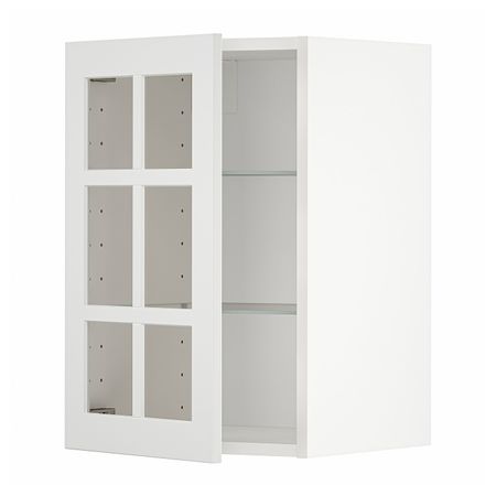 Навесной шкаф/полки/стеклян дверца, белый/Стенсунд белый 40x60 см IKEA METOD МЕТОД 094.097.73