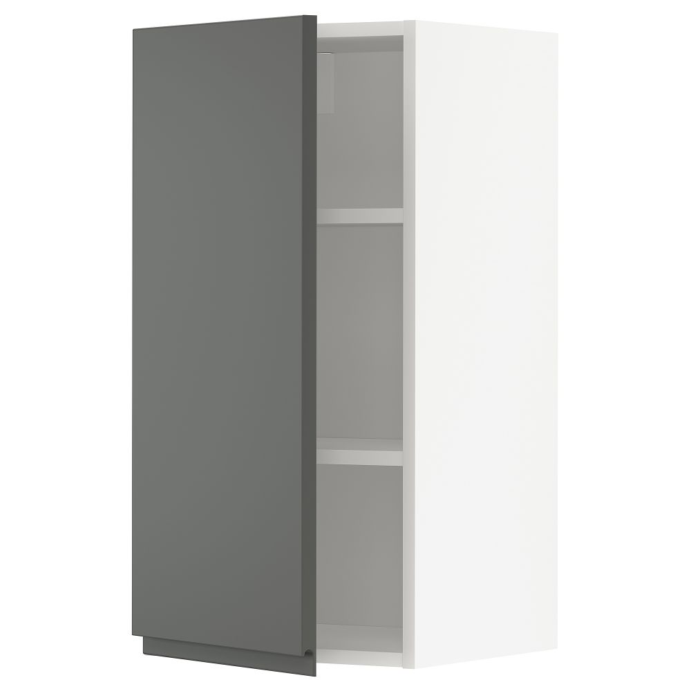 Навесной шкаф с полками, белый, Voxtorp темно-серый, 40x80 см IKEA METOD МЕТОД 394.626.36 - фото 1