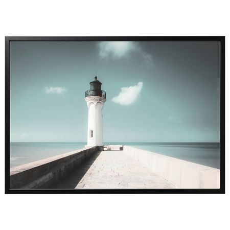 Картина с рамой, Белый маяк, черный, 140x100 см IKEA BJÖRKSTA БЬЁРКСТА 795.089.20