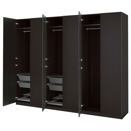 Гардероб, черно-коричневый, Форсанд под мореный ясень, черно-коричневый, 300x60x236 см IKEA ПАКС 392.860.68