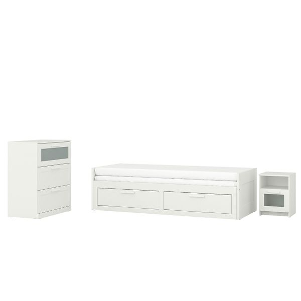 Комплект мебели для/спальни, 3 предм., белый 80x200 см IKEA BRIMNES БРИМНЭС 294.879.15 - фото 1