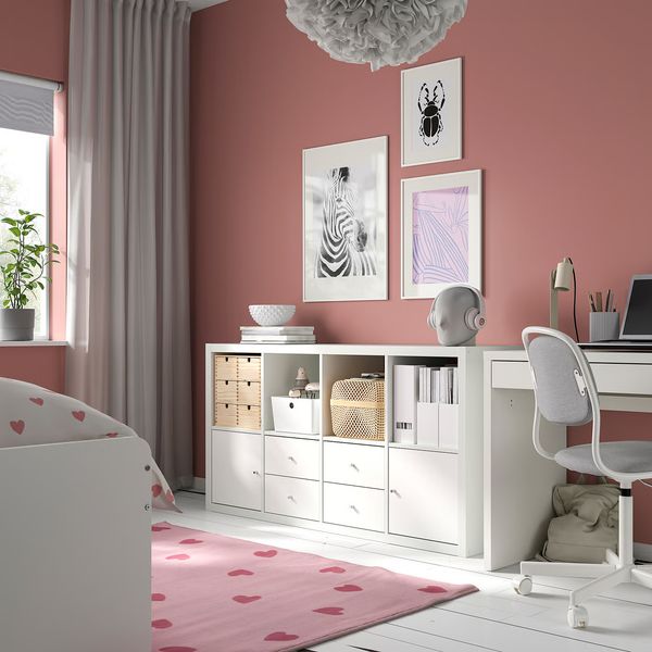 KALLAX Стеллаж с 4 вставками - белый 147x77 см - фото 2