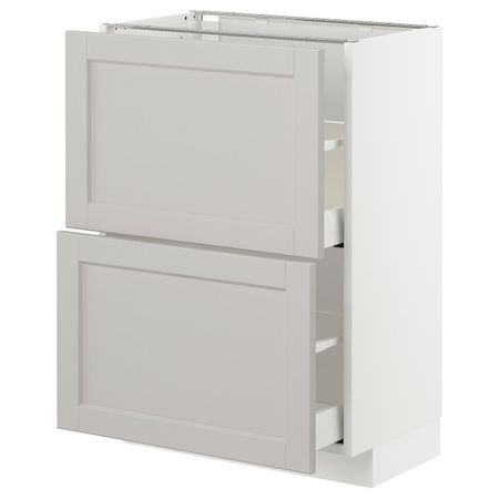 Напольный шкаф с 2 ящиками, белый/Лерхюттан светло-серый 60x37 см IKEA METOD МЕТОД / MAXIMERA МАКСИМЕРА 092.729.30