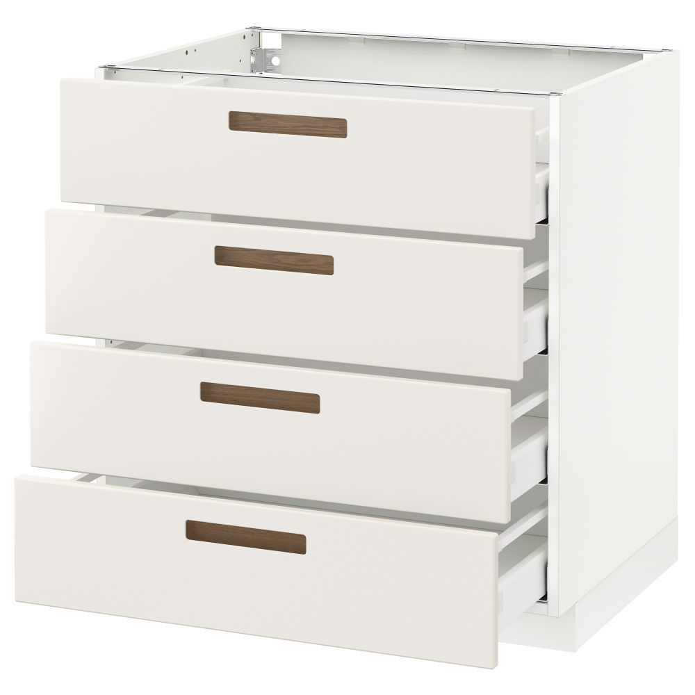 Напольный шкаф 4 фронтальных панели, 4 ящика МЕТОД / МАКСИМЕРА, белый, Мэрста белый - схема-чертеж с размерами