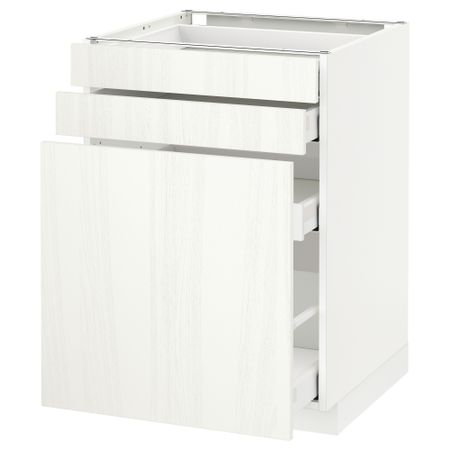 Напольный шкаф с выдвижными модулями, 2 фронтальные панели МЕТОД / МАКСИМЕРА, белый, Росдаль белый