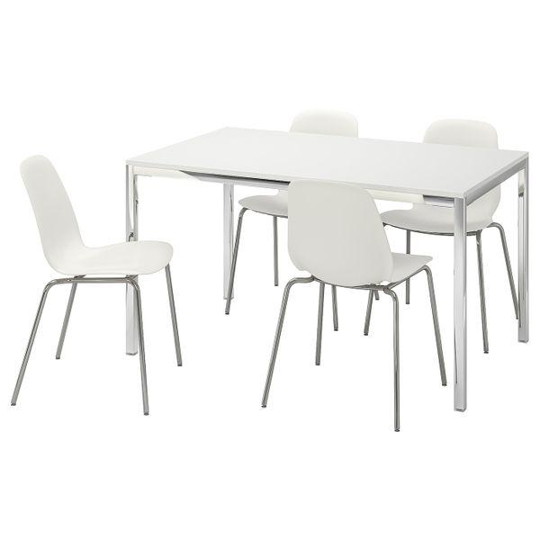 Стол и 4 стула, глянцевый белый/белый 135 см IKEA TORSBY ТОРСБИ / LEIFARNE ЛЕЙФ-АРНЕ 092.297.86 - фото 1