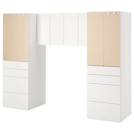 Комбинация для хранения, белый, береза 240x57x181 см IKEA SMÅSTAD СМОСТАД 493.959.05