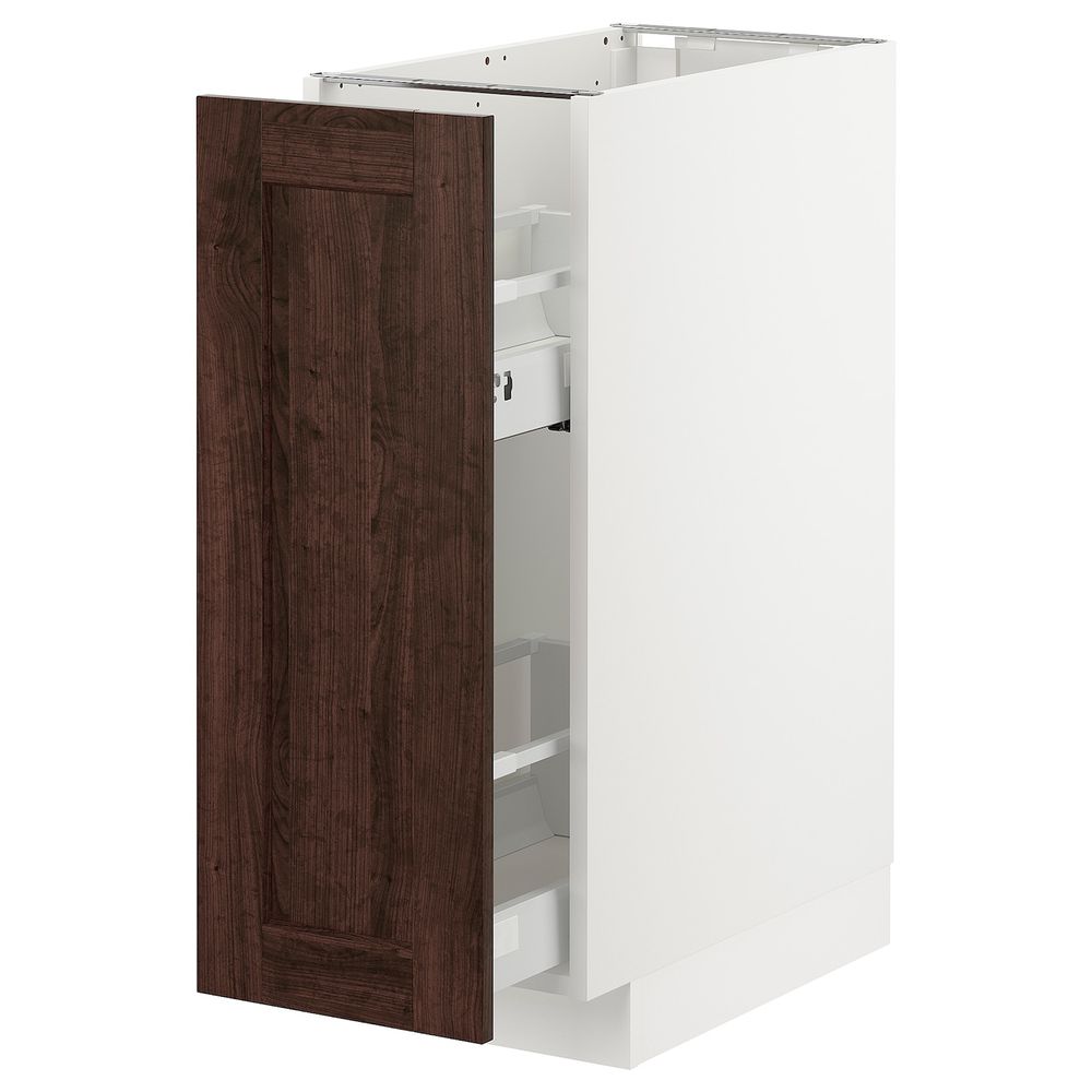 Напольный шкаф, выдвижной внутри элем, белый/Эдсерум коричневый 30x60 см IKEA METOD МЕТОД 693.020.24 - фото 1