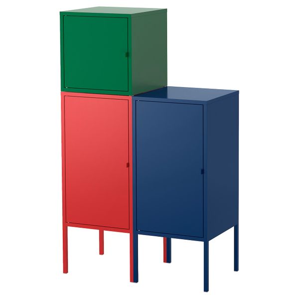 Комбинация для хранения, красный темно-синий/темно-зеленый 70x117 см IKEA ЛИКСГУЛЬТ 092.487.04 - фото 1