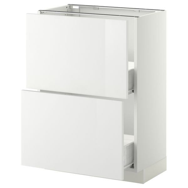 Напольный шкаф с 2 ящиками МЕТОД / ФОРВАРА, белый, Рингульт белый - схема-чертеж с размерами