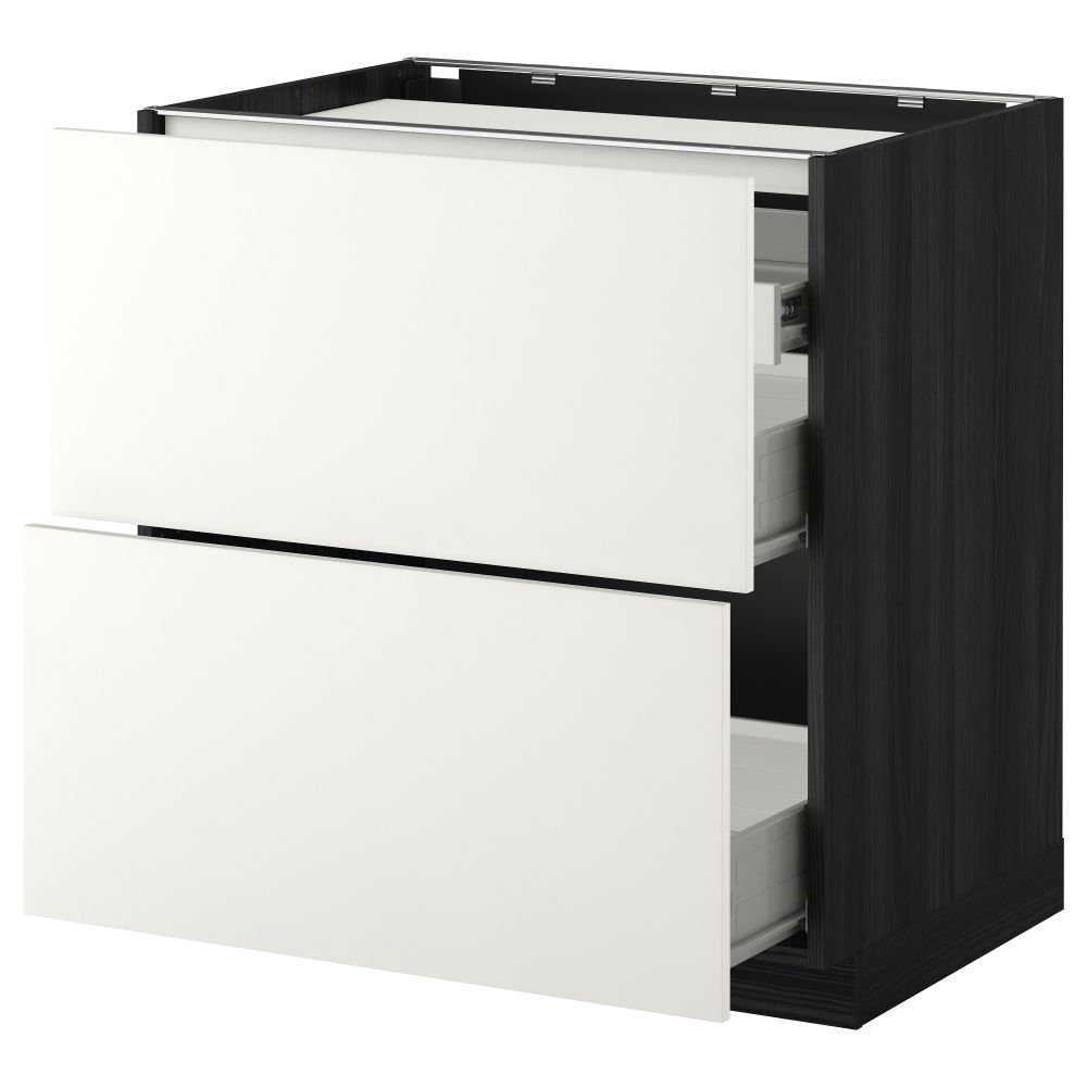 Напольный шкаф, 2 фронтальных панели, 3 ящика МЕТОД / ФОРВАРА, черный, Хэггеби белый - фото 1