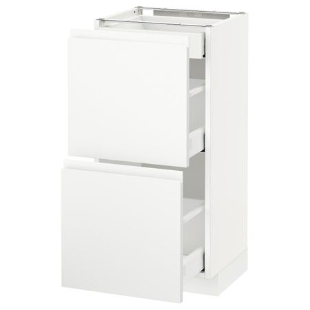 Напольный шкаф/2фасада/3ящика, белый/Воксторп матовый белый 40x37 см IKEA METOD МЕТОД / MAXIMERA МАКСИМЕРА 892.387.39