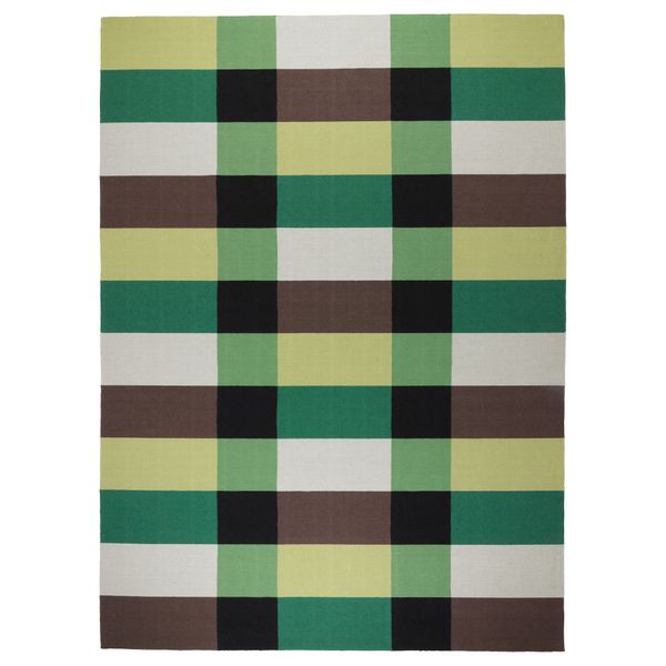 Ковер, безворсовый СТОКГОЛЬМ, в клетку ручная работа, зеленый в клетку зеленый (250x350 см) - фото 1