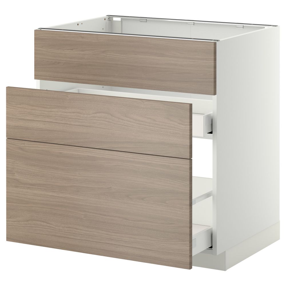 Напольный шкаф под мойку + 3 фронтальных панели, 2 ящика МЕТОД / МАКСИМЕРА, белый, Брокхульт светло-серый - схема-чертеж с размерами