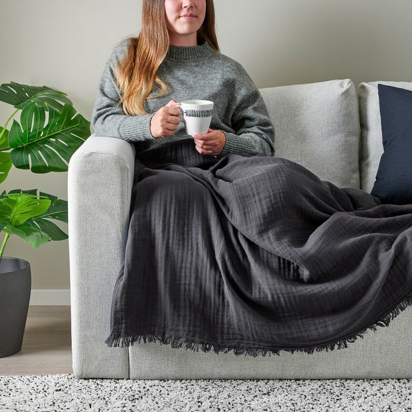 Плед, 150x200 см, антрацит IKEA VALLKRASSING ВАЛЛКРАССИНГ 805.526.29 - схема-чертеж с размерами