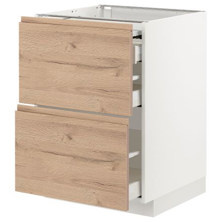 Напольный шкаф с выдвижной панелью, 3 ящиками, 60x60 cm IKEA METOD МЕТОД, MAXIMERA МАКСИМЕРА 794.333.74