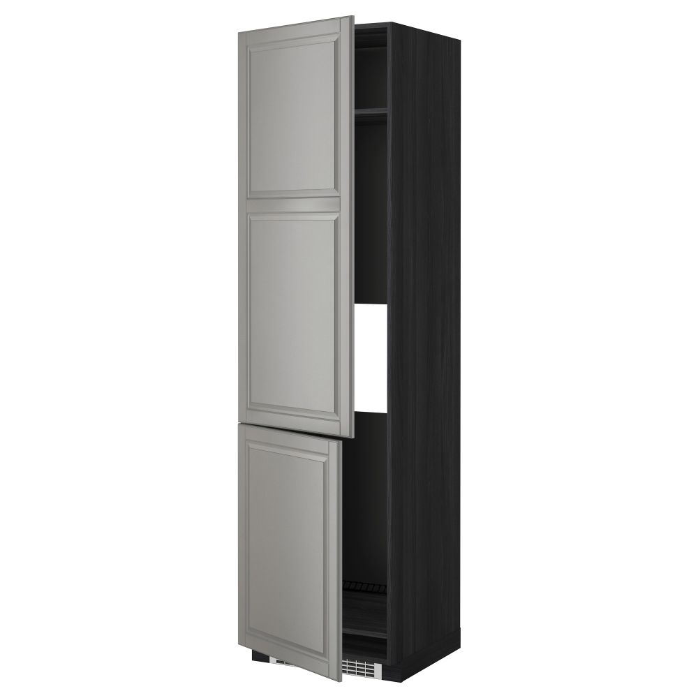 Высокий шкаф для холодильник, морозилки, 2дверцы, 60x60x220 см, черный, Bodbyn серый IKEA METOD МЕТОД 099.256.62 - фото 1