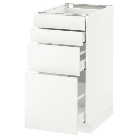 Напольный шкаф 4 фронтальных панели, 4 ящика МЕТОД / МАКСИМЕРА, белый, Хэггеби белый