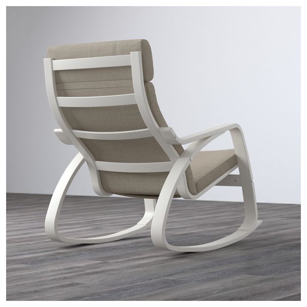 Кресло-качалка ПОЭНГ, белый, Исунда бежевый - фото 3