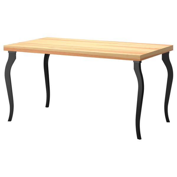Стол ТОРНЛИДЕН / ЛАЛЛЕ, сосновый шпон, черный (150x75 см) - фото 1