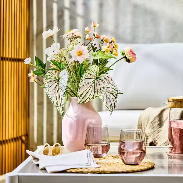 SMYCKA Искусственный букет - д/дома/улицы/розовый/белый 60 см - схема-чертеж с размерами