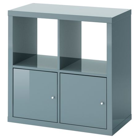 Стеллаж с дверцами КАЛЛАКС, глянцевый серо-бирюзовый (77x77 см)