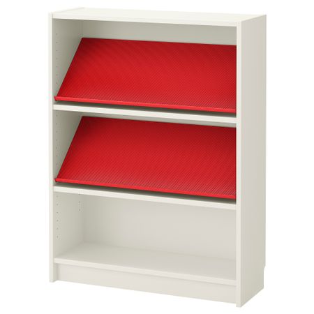 Стеллаж с наклонной полкой БИЛЛИ / БОТТНА, белый, красный (80x28x106 см)