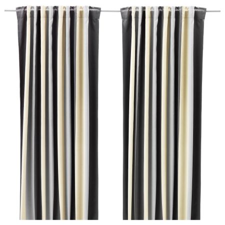 Гардины, блокирующие свет, 1 пара ПРАКТЛИЛЬЯ, серый/бежевый (145x300 см)