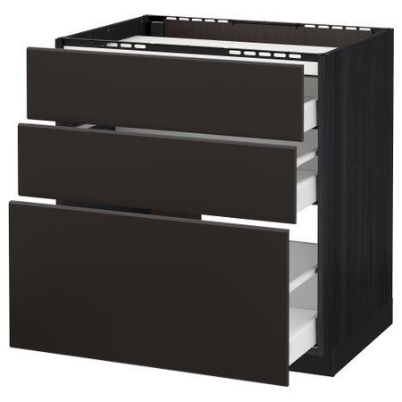 Напольный шкаф, 3 фронтальных панель, 3 ящика, 80x60 cm IKEA METOD МЕТОД, MAXIMERA МАКСИМЕРА 292.125.01