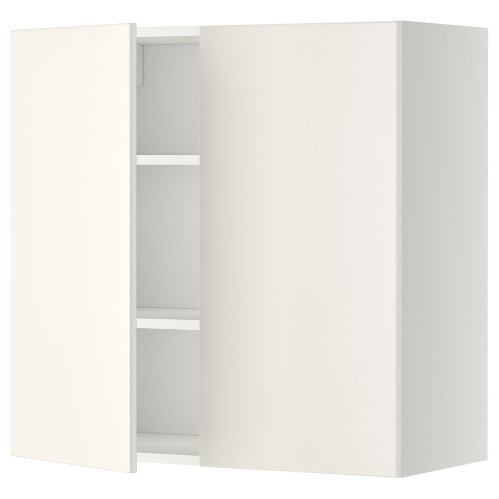 Навесной шкаф с полками, 2 дверцы, белый, Veddinge белый, 80x80 см IKEA METOD МЕТОД 394.576.06 - фото 1
