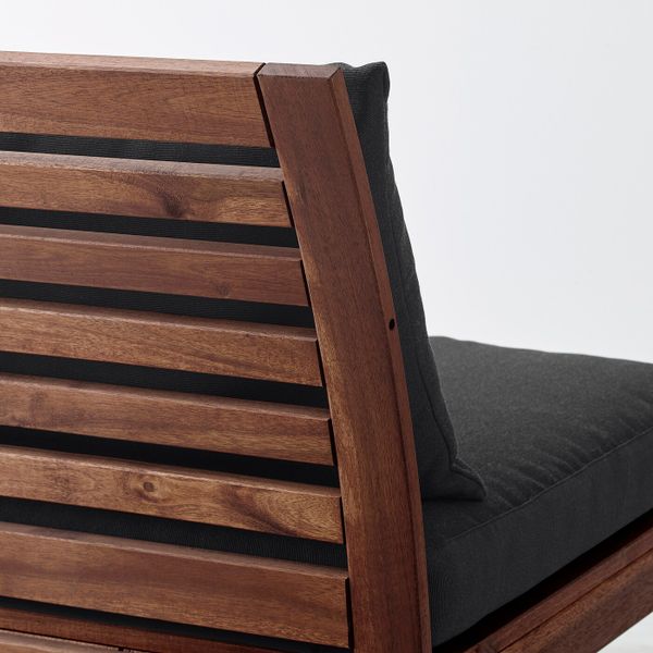 Модульный угловой 3-местный диван, садовый, коричневая морилка/Холло черный 143/223x80x78 см IKEA ЭПЛАРО 192.288.47 - фото 5